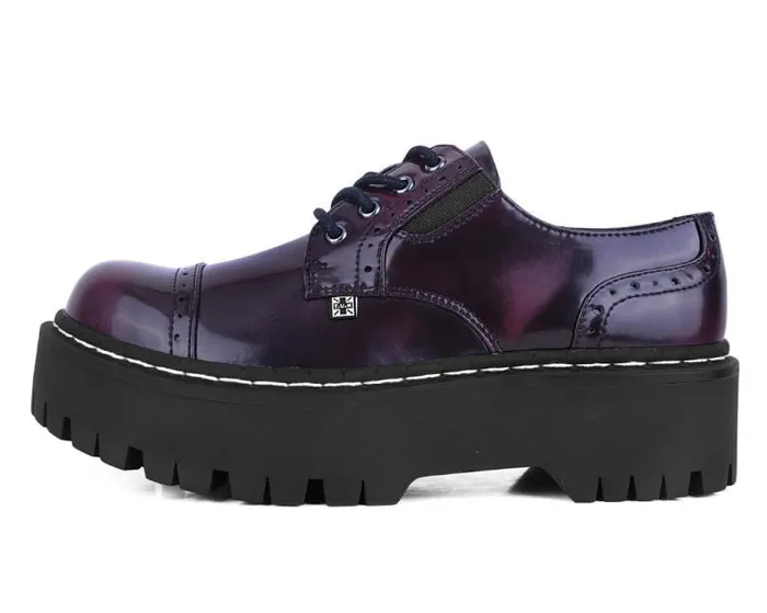 TUK Shoes Vegan Men Burgundy RubOff Double Decker Brogue TUK Shoes Vegan Men Burgundy RubOff Double Decker Brogue