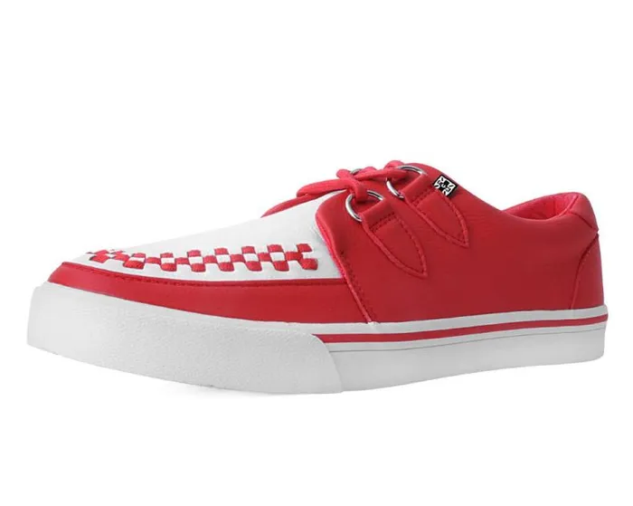 TUK Shoes Vegan Men Red and White 2Ring Creeper Sneaker