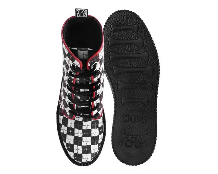 TUK Shoes Vegan Women Black and White Checkered Barbwire Mondo Boot TUK Shoes Vegan Women Black and White Checkered Barbwire Mondo Boot