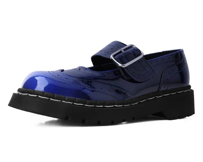 TUK Shoes Vegan Women Blue Gradient Brogue Mary Jane