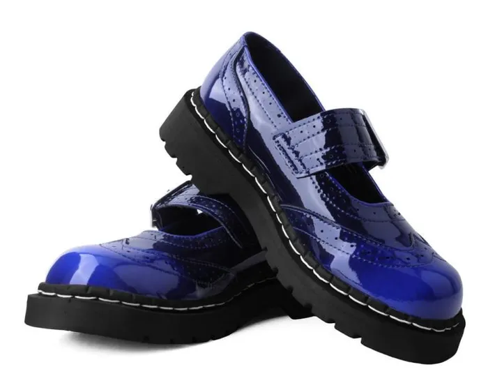 TUK Shoes Vegan Women Blue Gradient Brogue Mary Jane TUK Shoes Vegan Women Blue Gradient Brogue Mary Jane