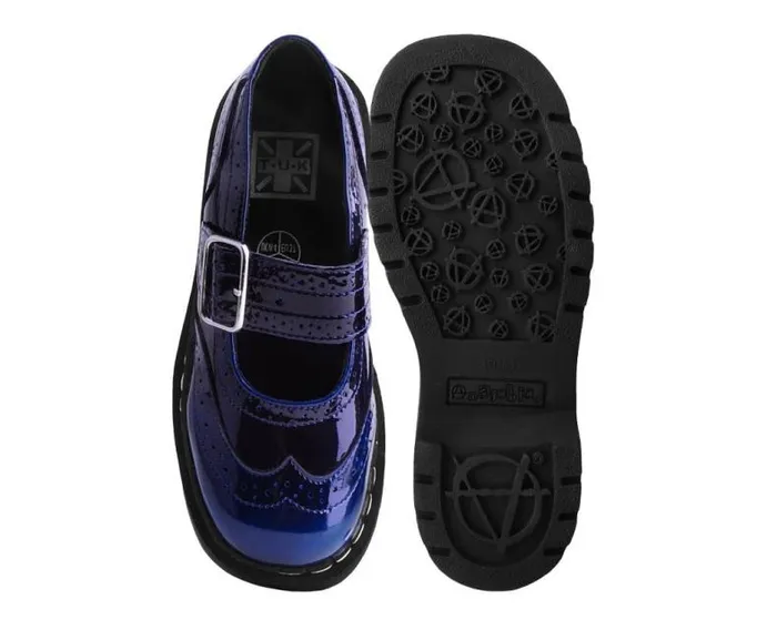 TUK Shoes Vegan Women Blue Gradient Brogue Mary Jane TUK Shoes Vegan Women Blue Gradient Brogue Mary Jane