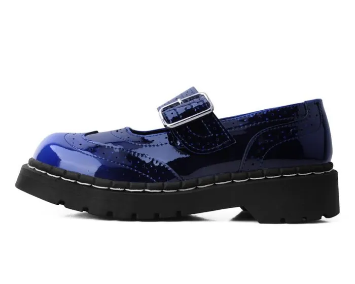 TUK Shoes Vegan Women Blue Gradient Brogue Mary Jane TUK Shoes Vegan Women Blue Gradient Brogue Mary Jane