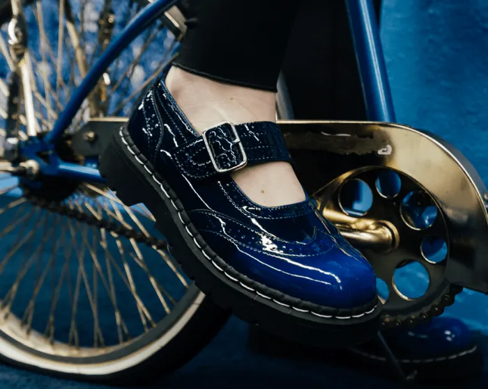 TUK Shoes Vegan Women Blue Gradient Brogue Mary Jane TUK Shoes Vegan Women Blue Gradient Brogue Mary Jane