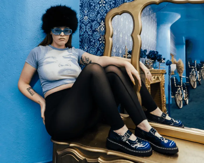 TUK Shoes Vegan Women Blue Gradient Brogue Mary Jane TUK Shoes Vegan Women Blue Gradient Brogue Mary Jane