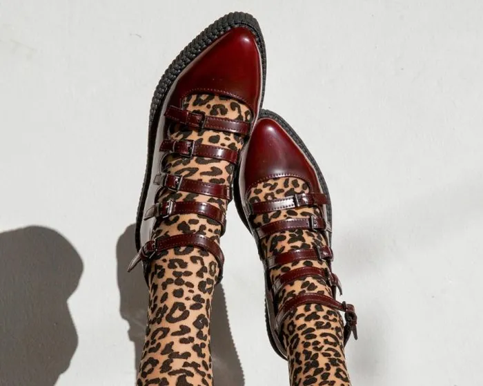 TUK Shoes Vegan Women Burgundy RubOff Multi Strap Pointed Mary Jane TUK Shoes Vegan Women Burgundy RubOff Multi Strap Pointed Mary Jane