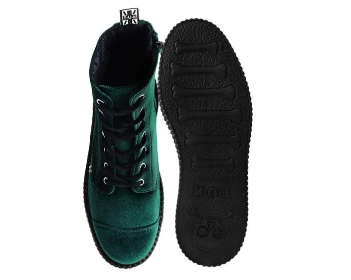 TUK Shoes Vegan Women Green Velvet 7Eye Viva Mondo Boot TUK Shoes Vegan Women Green Velvet 7Eye Viva Mondo Boot