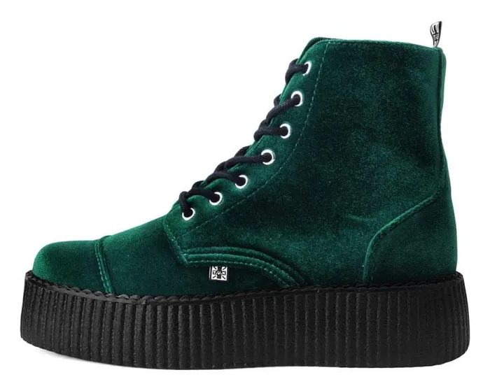 TUK Shoes Vegan Women Green Velvet 7Eye Viva Mondo Boot TUK Shoes Vegan Women Green Velvet 7Eye Viva Mondo Boot