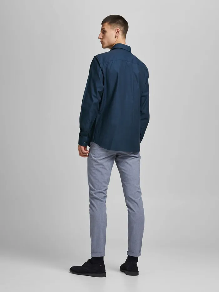 Tailoring JACK and JONES Mens SLIM FIT DOBBY SHIRT Blue Navy Blazer
