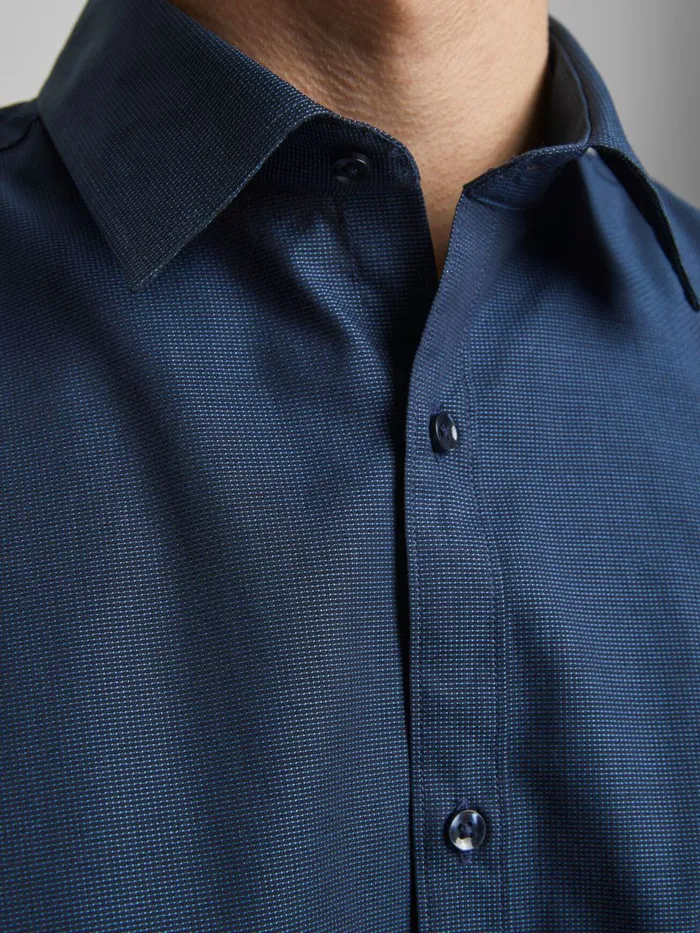 Tailoring JACK and JONES Mens SLIM FIT DOBBY SHIRT Blue Navy Blazer
