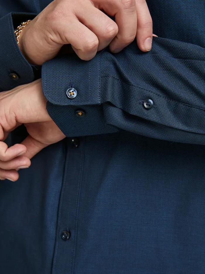 Tailoring JACK and JONES Mens SLIM FIT DOBBY SHIRT Blue Navy Blazer