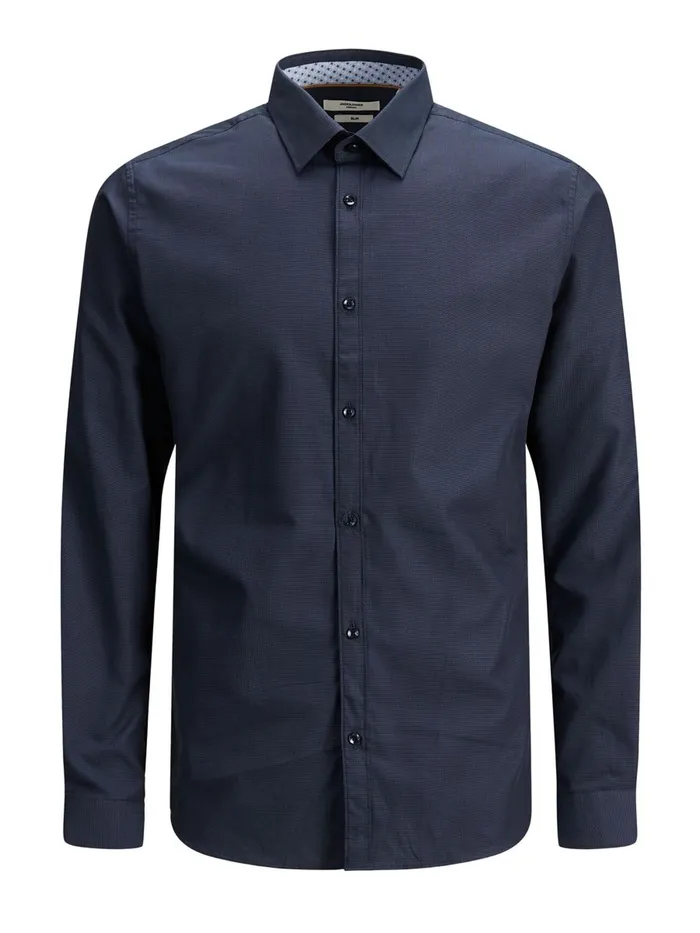 Tailoring JACK and JONES Mens SLIM FIT DOBBY SHIRT Blue Navy Blazer