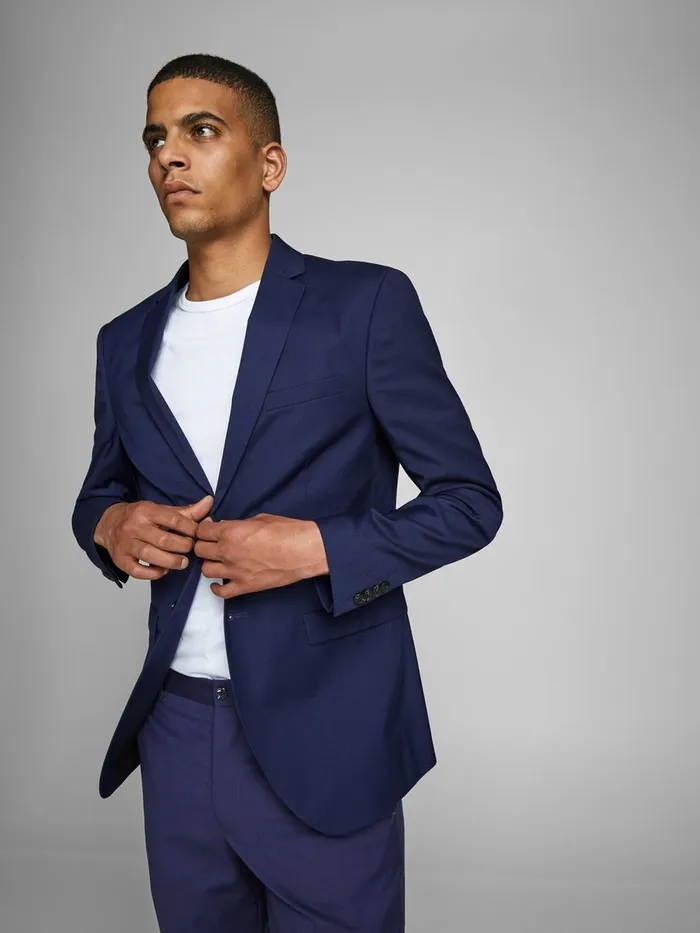 Tailoring JACK and JONES Mens SUPER SLIM BLAZER Blue Medieval Blue