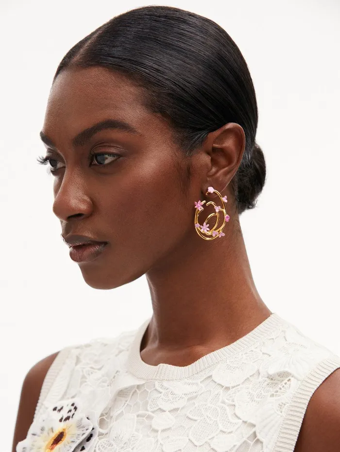 Tangled O Floral Earrings Rose Women Oscar De La Renta Earrings Tangled O Floral Earrings Rose Women Oscar De La Renta Earrings