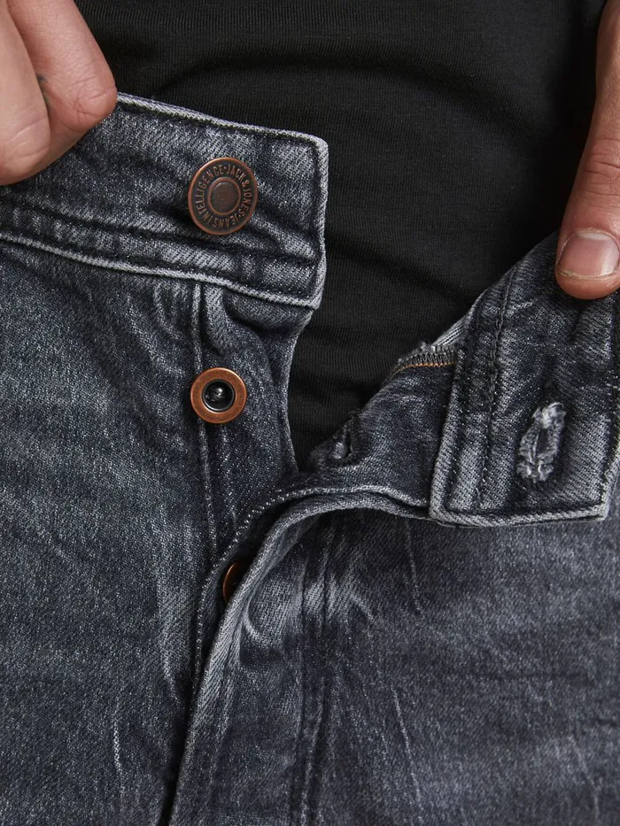 Tapered Jeans JACK and JONES Mens FRED ORIGINAL CJ 515 TAPERED FIT JEANS Grey Black Denim