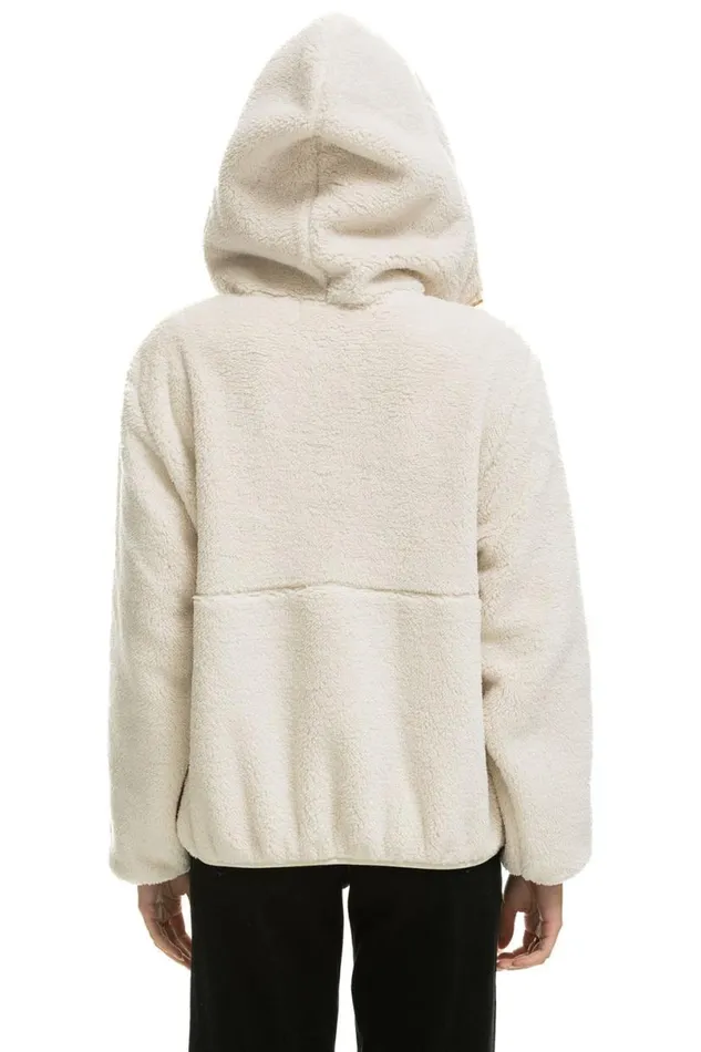 Teddy Apres Hooded Half Zip Jacket 8211 Vintage White WomenMen Aviator Nation Teddy Jackets