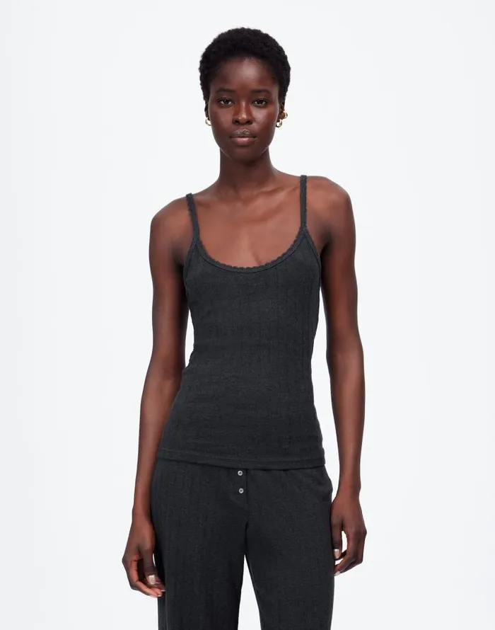 Tees Women Madewell Madewell X LESET Pointelle Tank Grey Melange