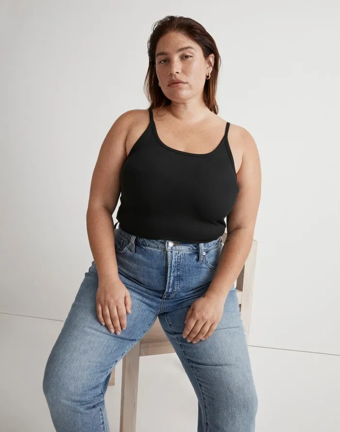 Tees Women Madewell Plus Supima Rib 03990s Tank True Black