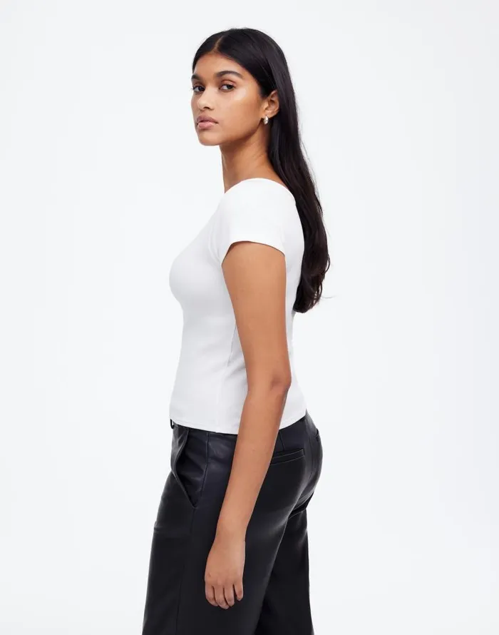 Tees Women Madewell Regenerative Cotton Ribbed CapSleeve Tee White