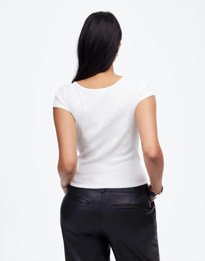 Tees Women Madewell Regenerative Cotton Ribbed CapSleeve Tee White