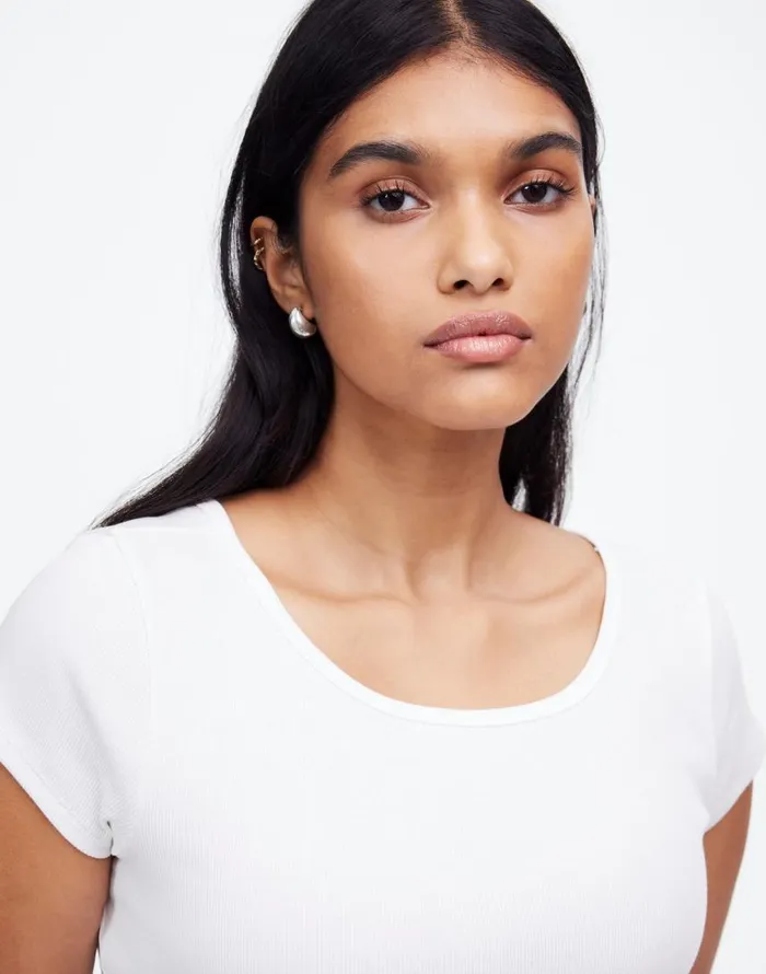 Tees Women Madewell Regenerative Cotton Ribbed CapSleeve Tee White