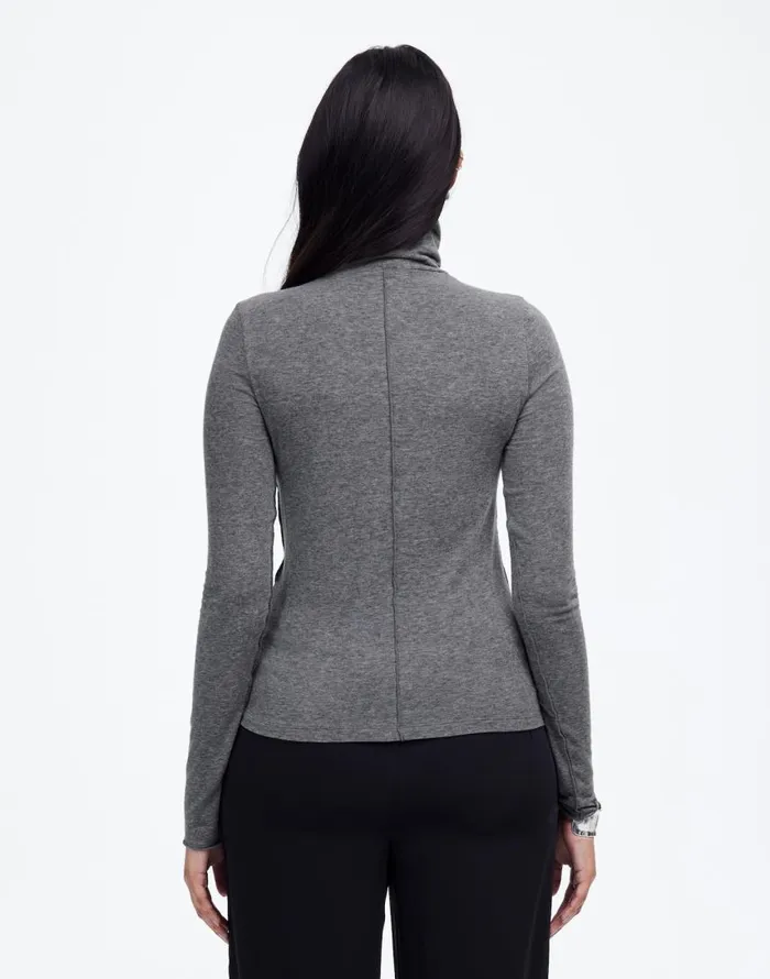Tees Women Madewell WoolBlend Turtleneck LongSleeve Tee Hthr Coal