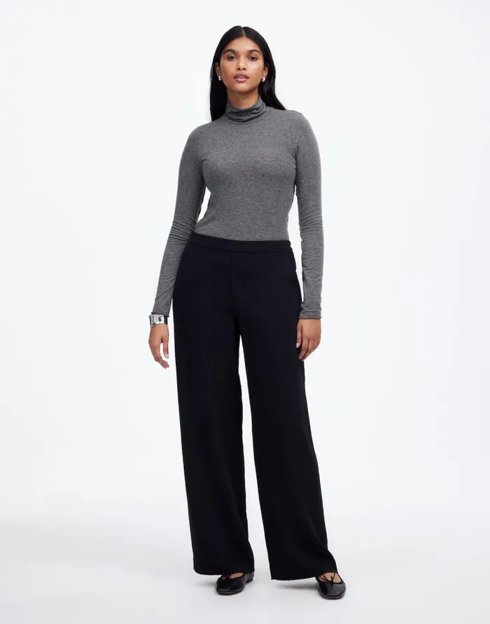 Tees Women Madewell WoolBlend Turtleneck LongSleeve Tee Hthr Coal