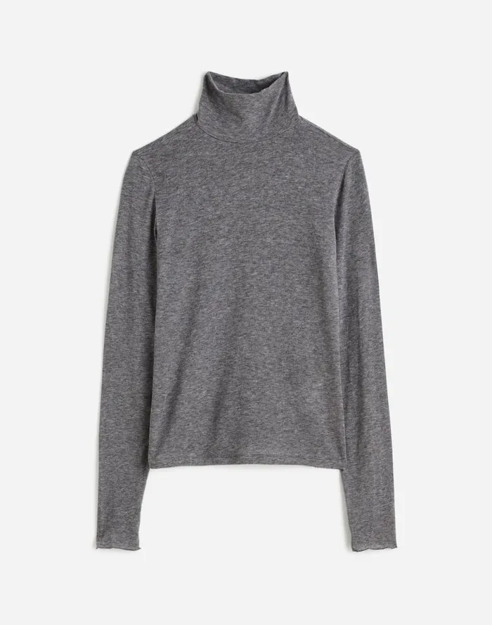 Tees Women Madewell WoolBlend Turtleneck LongSleeve Tee Hthr Coal