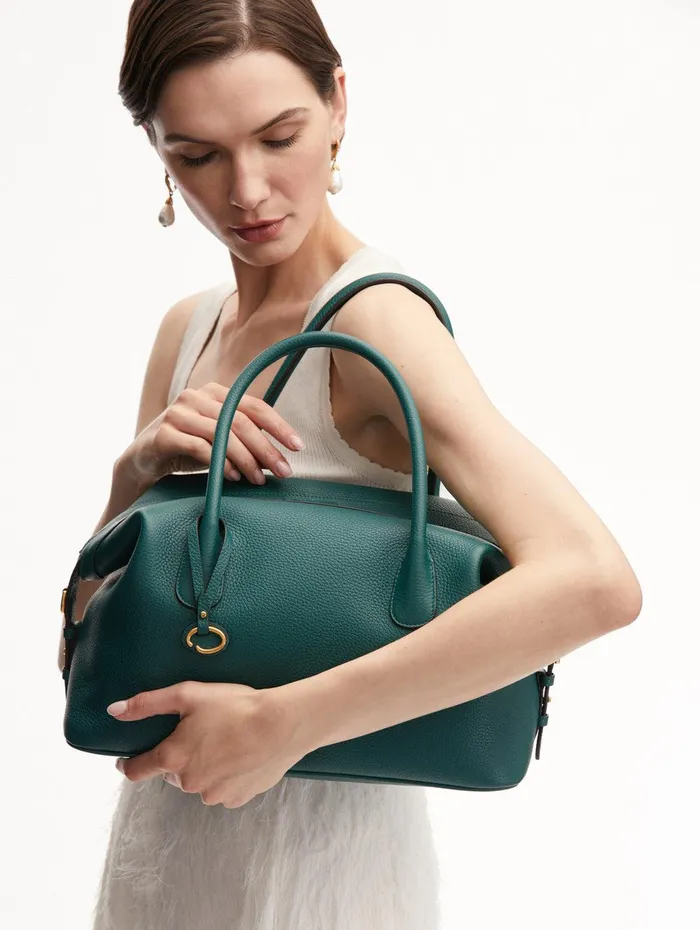 The Dahlia Bottle Green Women Oscar De La Renta Signature Handbags The Dahlia Bottle Green Women Oscar De La Renta Signature Handbags