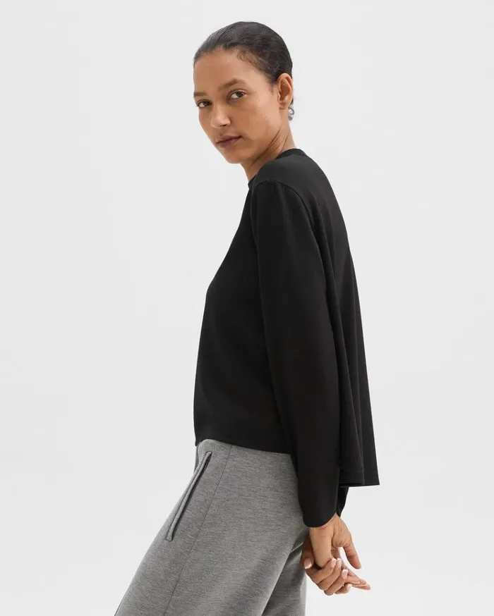 Theory ALine Sweatshirt In DoubleKnit Jersey Black Women TShirts Tank Tops Theory ALine Sweatshirt In DoubleKnit Jersey Black Women TShirts Tank Tops