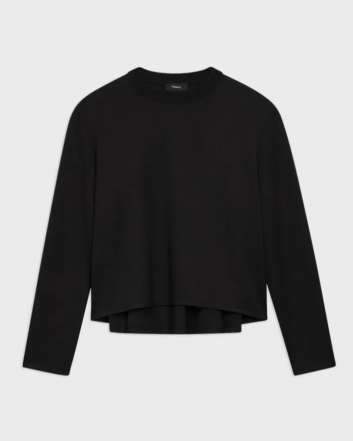 Theory ALine Sweatshirt In DoubleKnit Jersey Black Women TShirts Tank Tops Theory ALine Sweatshirt In DoubleKnit Jersey Black Women TShirts Tank Tops