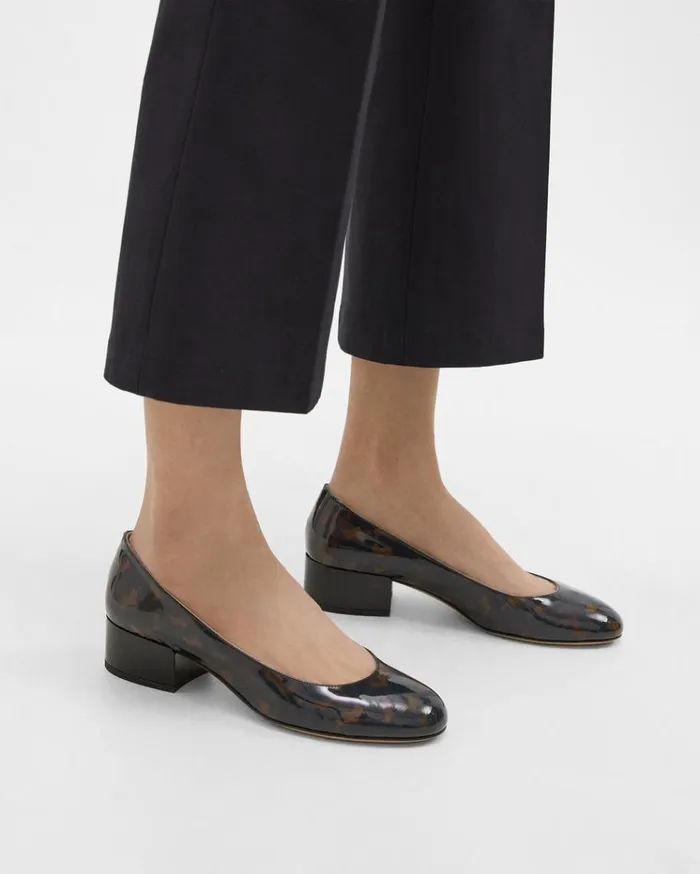 Theory Ballet Pump In Tortoiseshell Print Leather Blackbrown Women Shoes