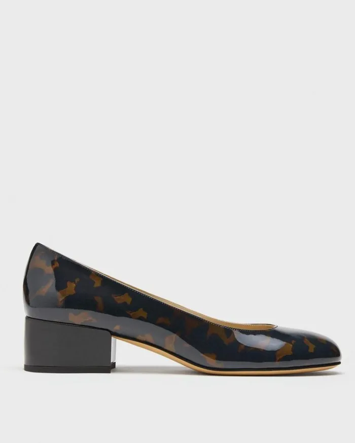 Theory Ballet Pump In Tortoiseshell Print Leather Blackbrown Women Shoes