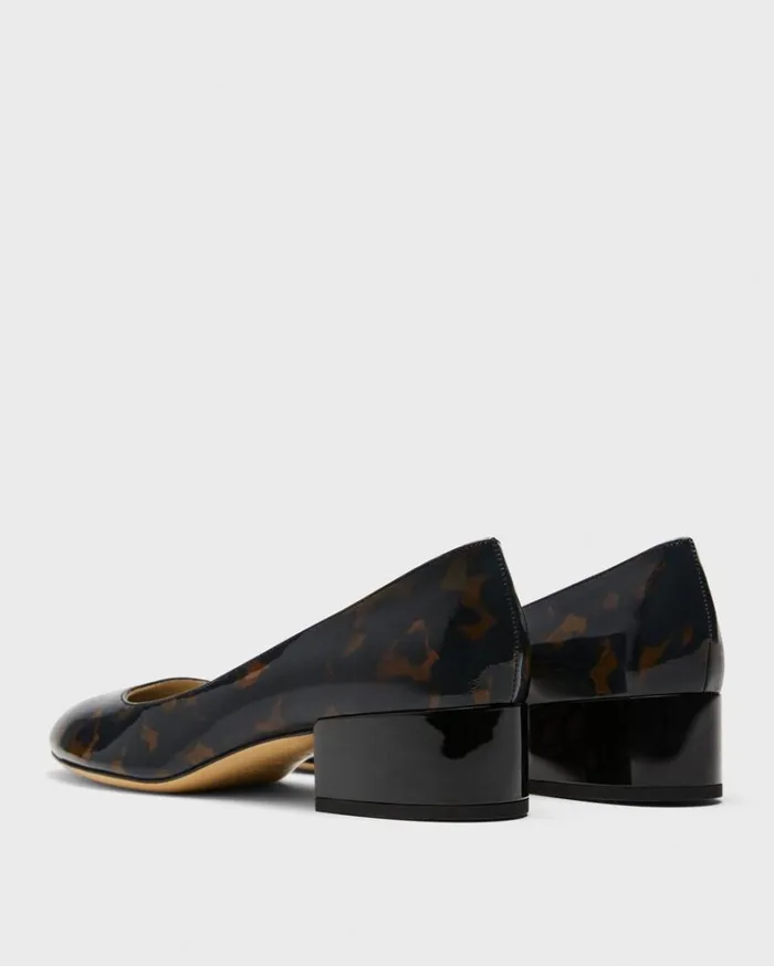 Theory Ballet Pump In Tortoiseshell Print Leather Blackbrown Women Shoes