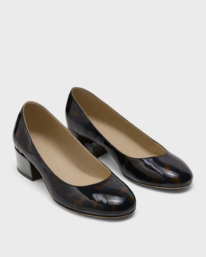 Theory Ballet Pump In Tortoiseshell Print Leather Blackbrown Women Shoes