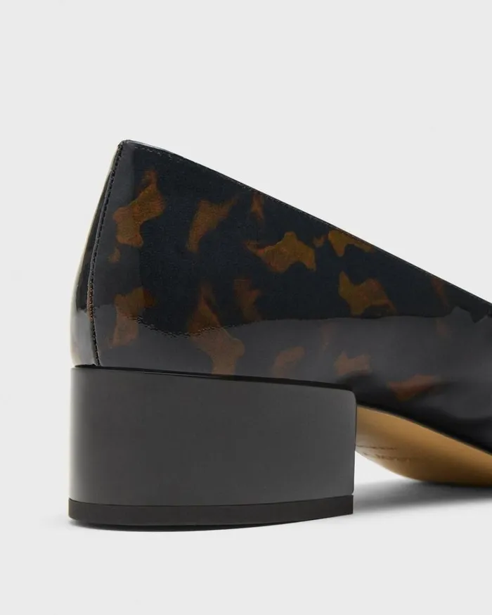 Theory Ballet Pump In Tortoiseshell Print Leather Blackbrown Women Shoes