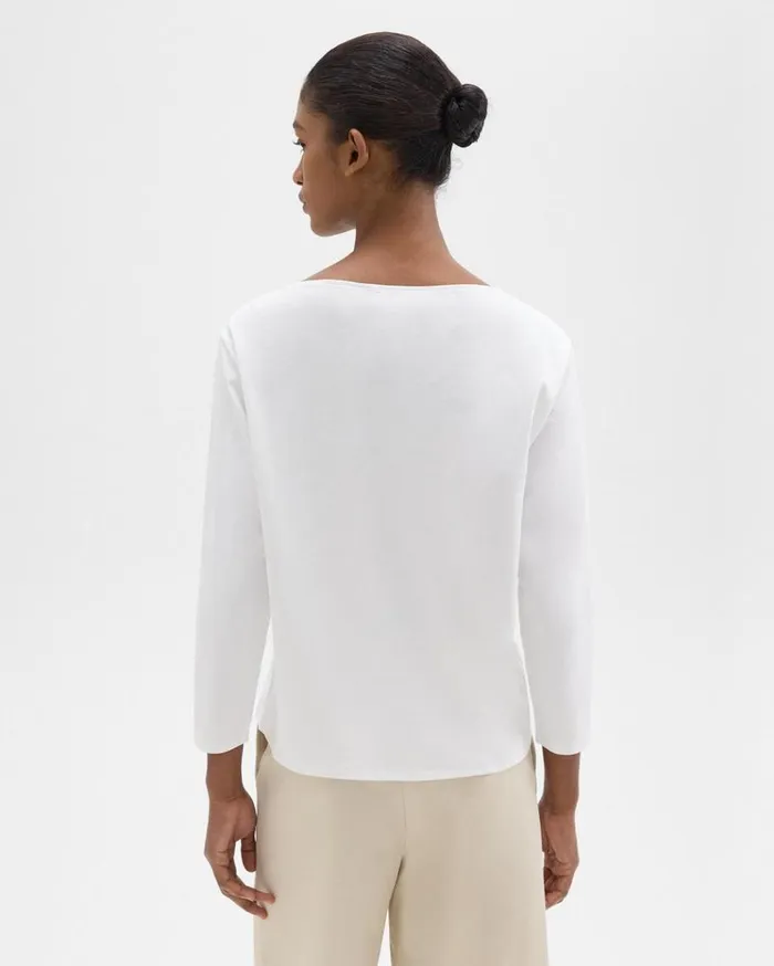 Theory Boat Neck Tee In Cotton Jersey White Women TShirts Tank Tops Theory Boat Neck Tee In Cotton Jersey White Women TShirts Tank Tops
