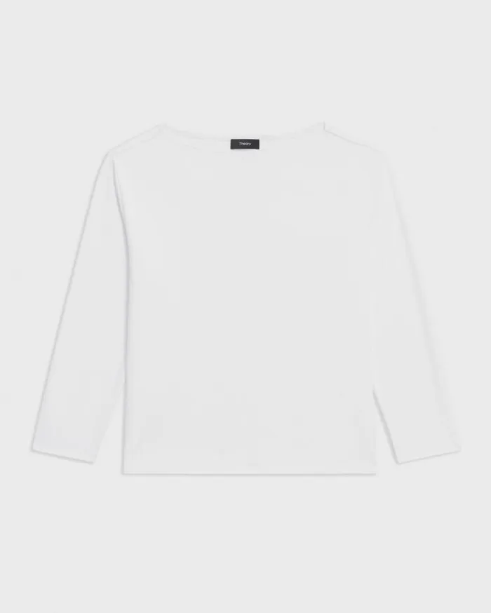 Theory Boat Neck Tee In Cotton Jersey White Women TShirts Tank Tops Theory Boat Neck Tee In Cotton Jersey White Women TShirts Tank Tops