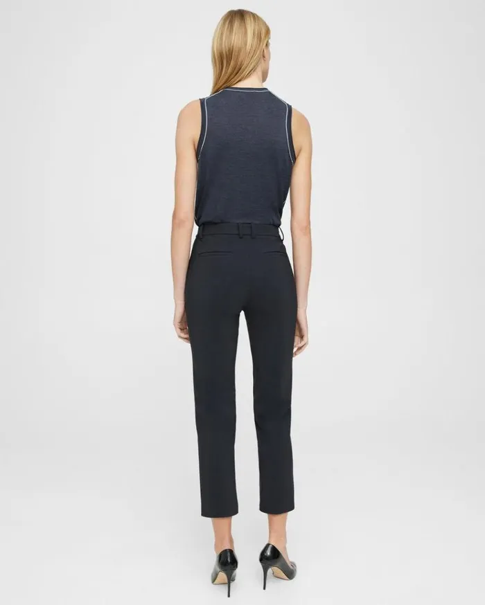 Theory Cropped HighWaist Pant In Precision Ponte Black Women Pants Theory Cropped HighWaist Pant In Precision Ponte Black Women Pants