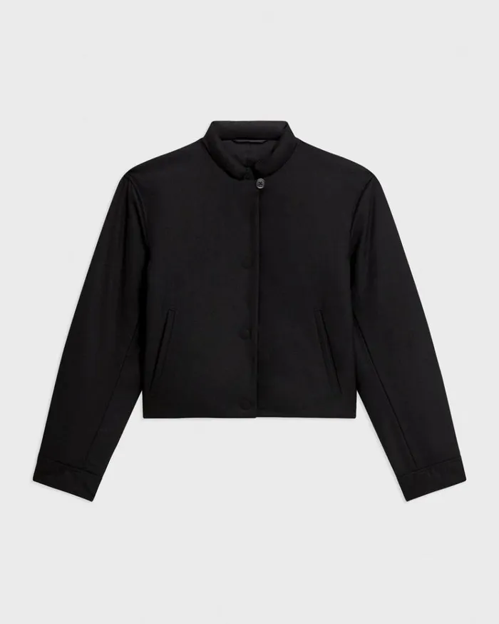 Theory Cropped Jacket In Stretch Flannel Black Women Blazers Jackets