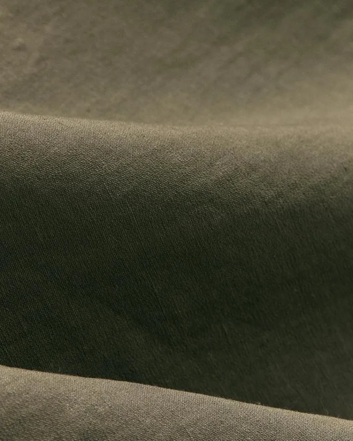 Theory Cropped WideLeg Pant In Good Linen Dark Olive Women Pants