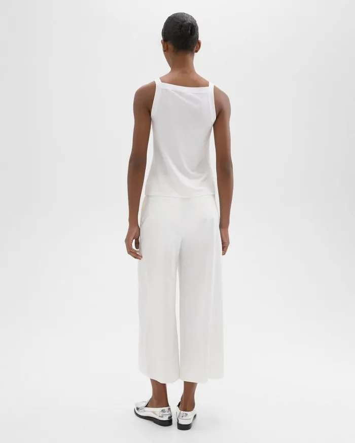 Theory Cropped WideLeg Pant In Good Linen White Women Pants