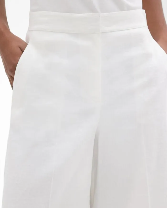 Theory Cropped WideLeg Pant In Good Linen White Women Pants