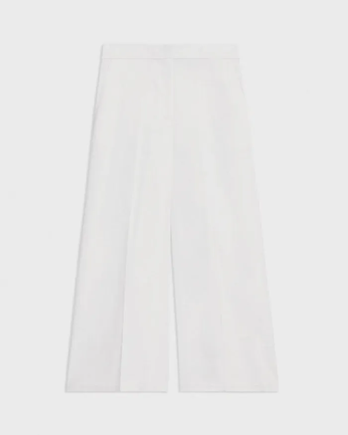 Theory Cropped WideLeg Pant In Good Linen White Women Pants