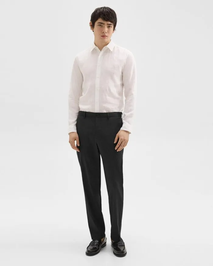 Theory Curtis Drawstring Pant In Good Linen Black Men Suits