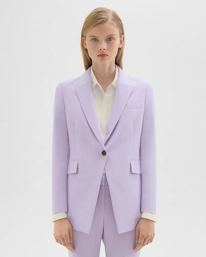 Theory Etiennette Blazer In Good Wool Lilac Sky Women Suits