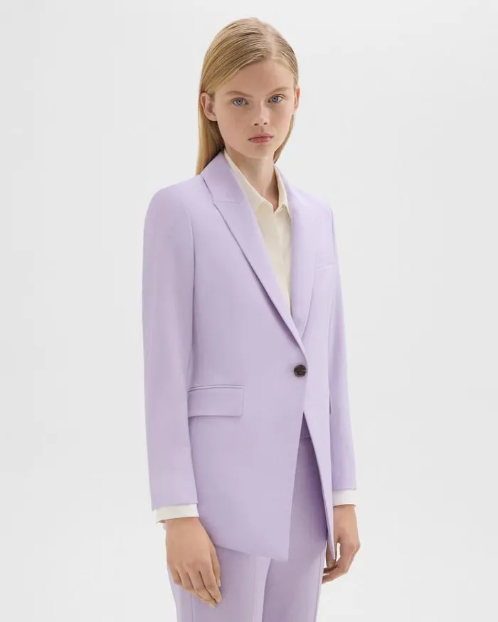 Theory Etiennette Blazer In Good Wool Lilac Sky Women Suits