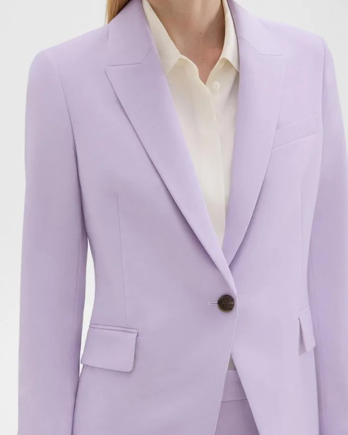 Theory Etiennette Blazer In Good Wool Lilac Sky Women Suits