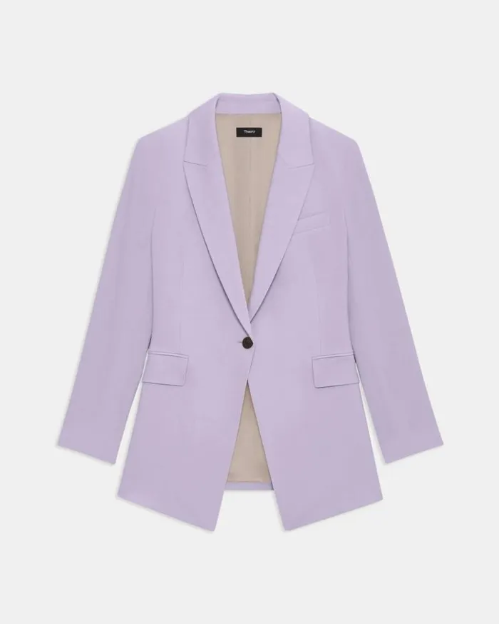 Theory Etiennette Blazer In Good Wool Lilac Sky Women Suits
