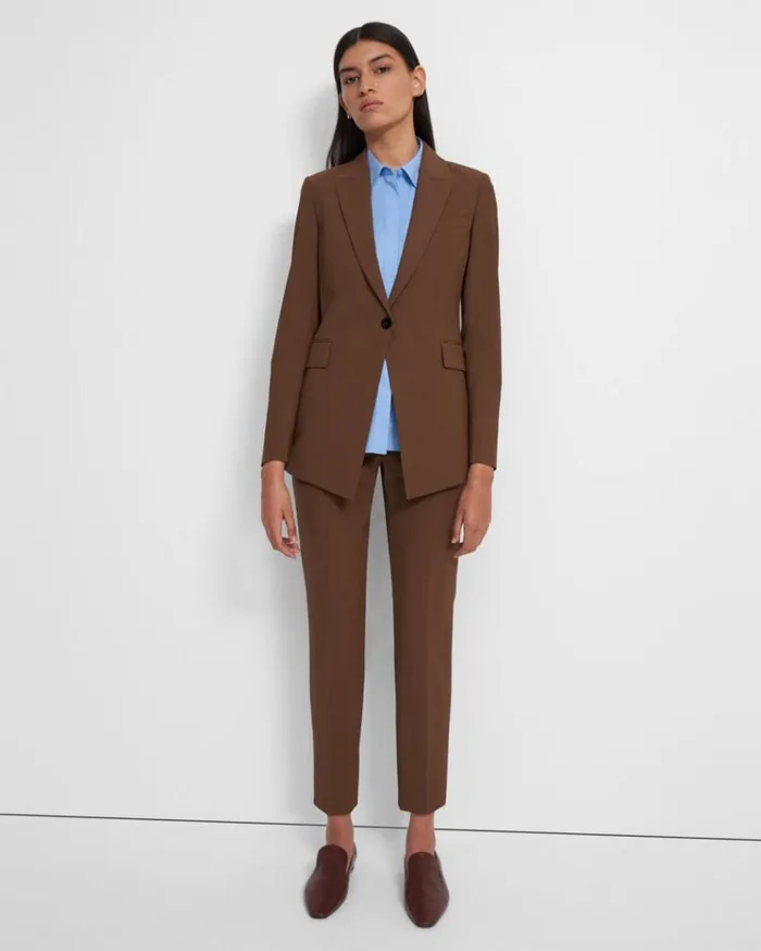 Theory Etiennette Blazer In Good Wool Russet Women Suits